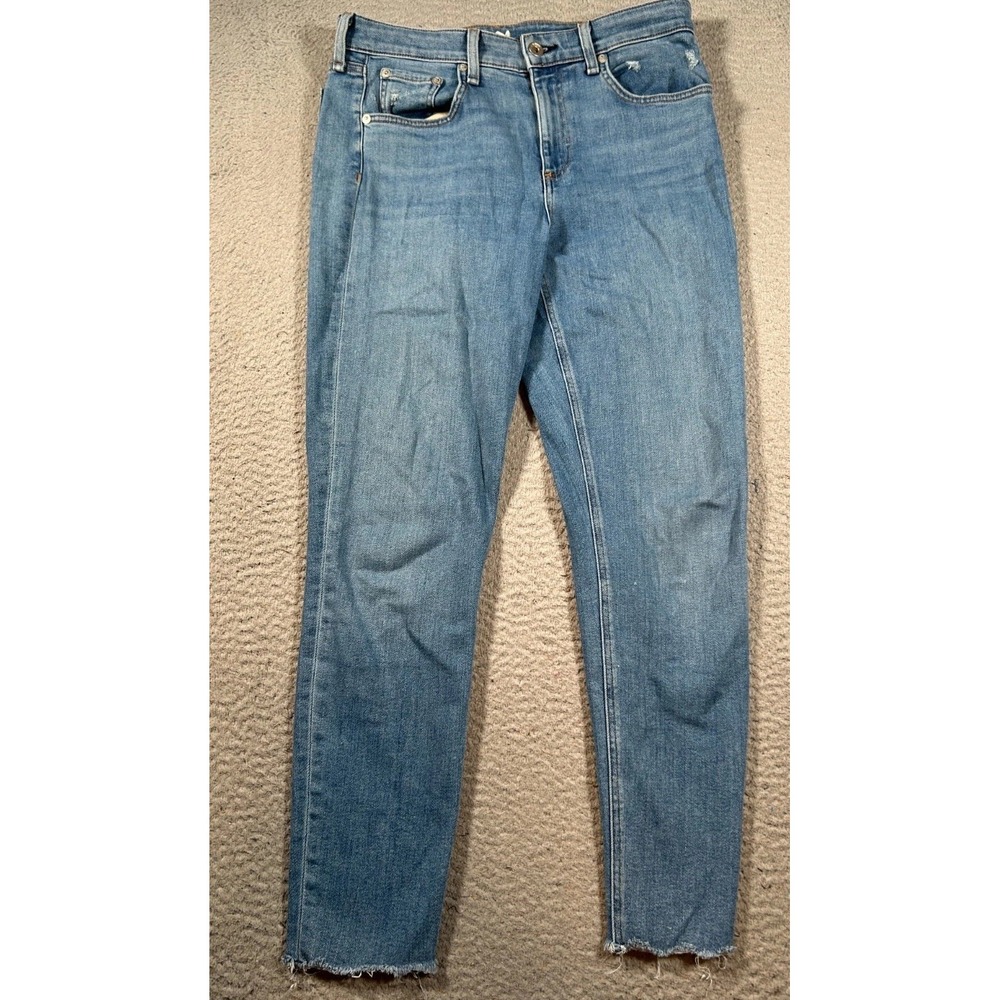 Rag & Bone Cate Ankle Skinny Jeans Women 31 (27x32) Blue Denim Mid Rise Raw Hem